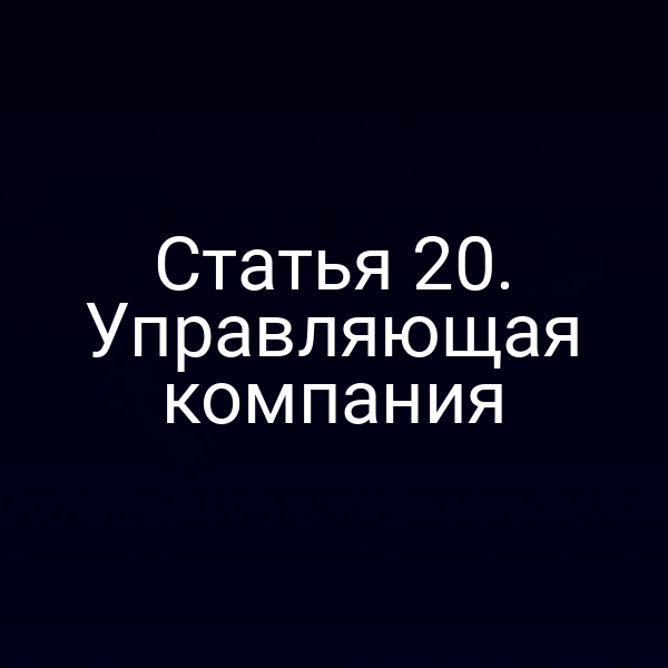 Статья 20. Управляющая компания