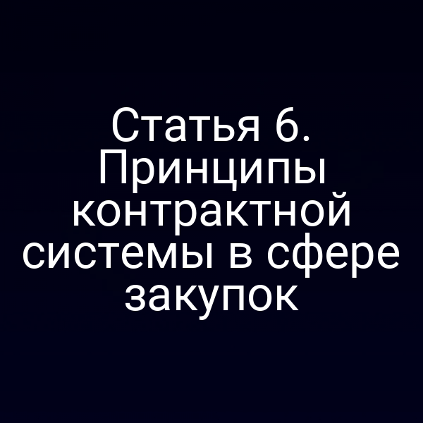 Статья 6. Принципы контрактной системы в сфере закупок
