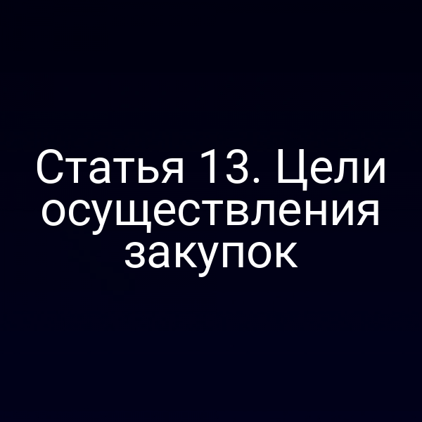 Статья 13. Цели осуществления закупок