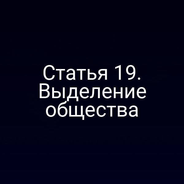 Статья 19. Выделение общества