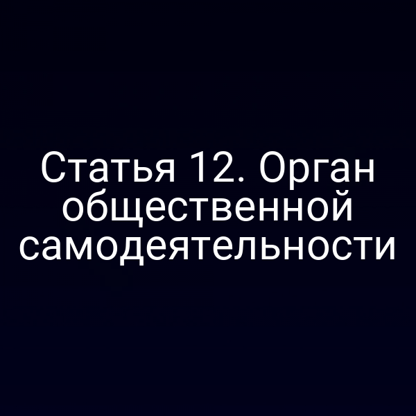 Статья 12. Орган общественной самодеятельности