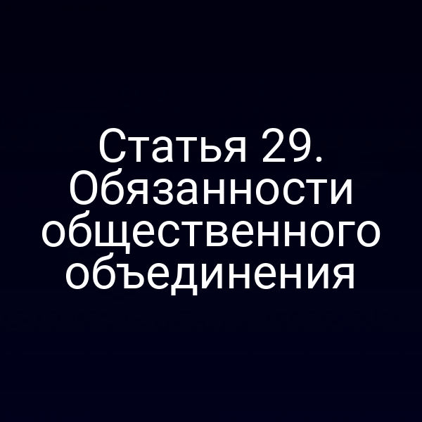 Статья 29. Обязанности общественного объединения
