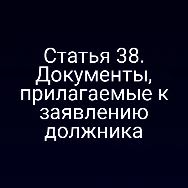 Статья 38. Документы, прилагаемые к заявлению должника