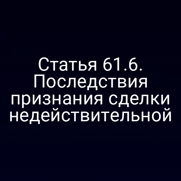 Статья 61.6. Последствия признания сделки недействительной