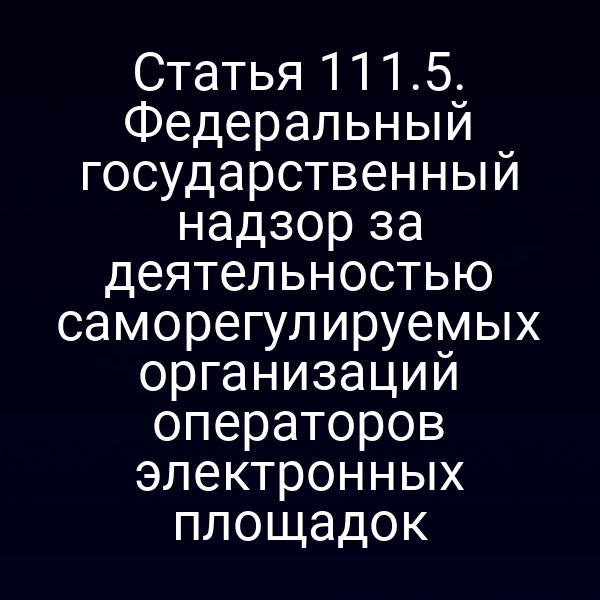 Статья 111.5. Федеральный государственный надзор за деятельностью саморегулируемых организаций операторов электронных площадок