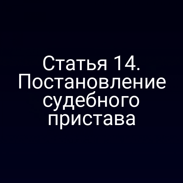 Статья 14. Постановление судебного пристава