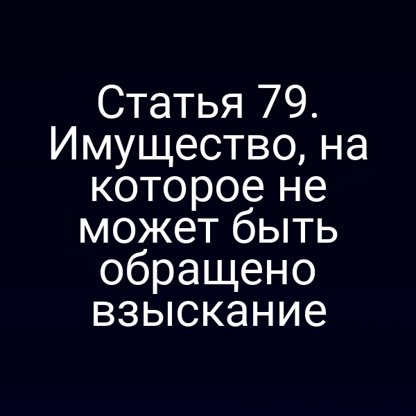 Статья 79. Имущество, на которое не может быть обращено взыскание