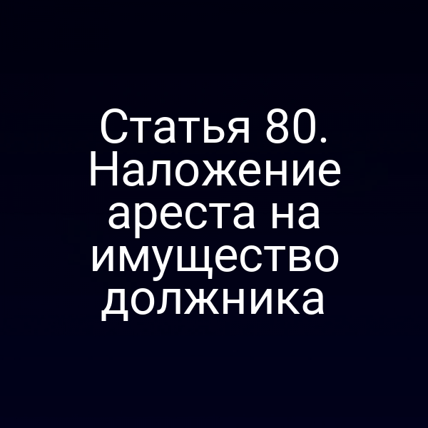 Статья 80. Наложение ареста на имущество должника
