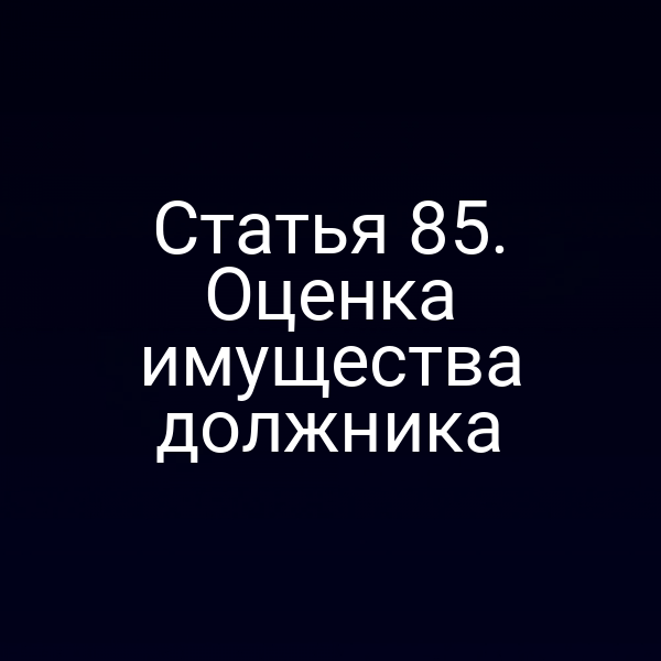 Статья 85. Оценка имущества должника