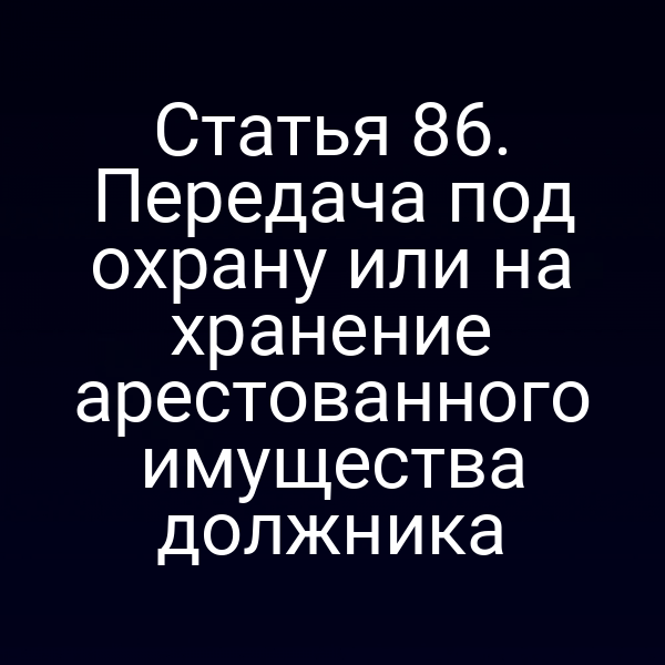 Статья 86. Передача под охрану или на хранение арестованного имущества должника