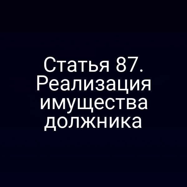 Статья 87. Реализация имущества должника