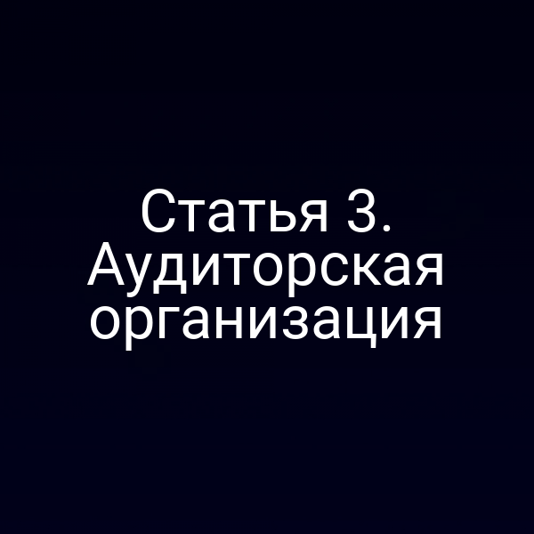 Статья 3. Аудиторская организация