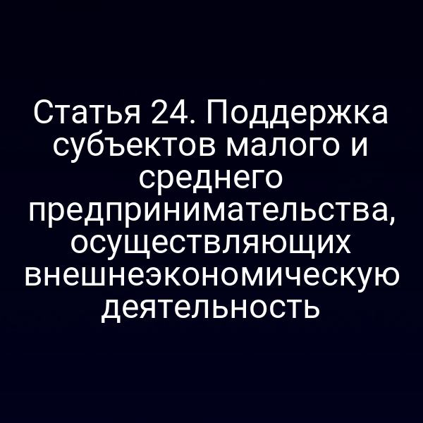 Статья 24. Поддержка субъектов малого и среднего предпринимательства, осуществляющих внешнеэкономическую деятельность