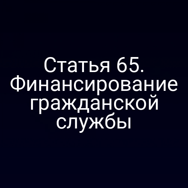 Статья 65. Финансирование гражданской службы