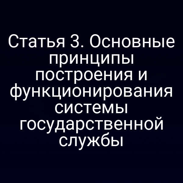 Статья 3. Основные принципы построения и функционирования системы государственной службы
