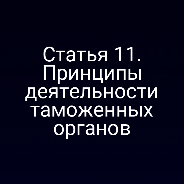 Статья 11. Принципы деятельности таможенных органов