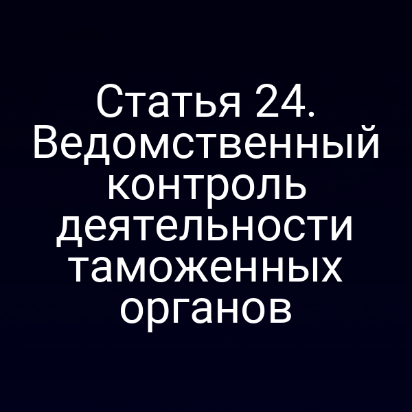 Статья 24. Ведомственный контроль деятельности таможенных органов
