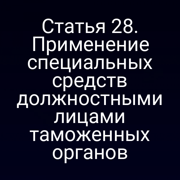 Статья 28. Применение специальных средств должностными лицами таможенных органов