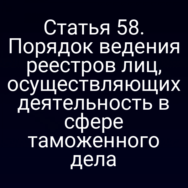 Статья 58. Порядок ведения реестров лиц, осуществляющих деятельность в сфере таможенного дела