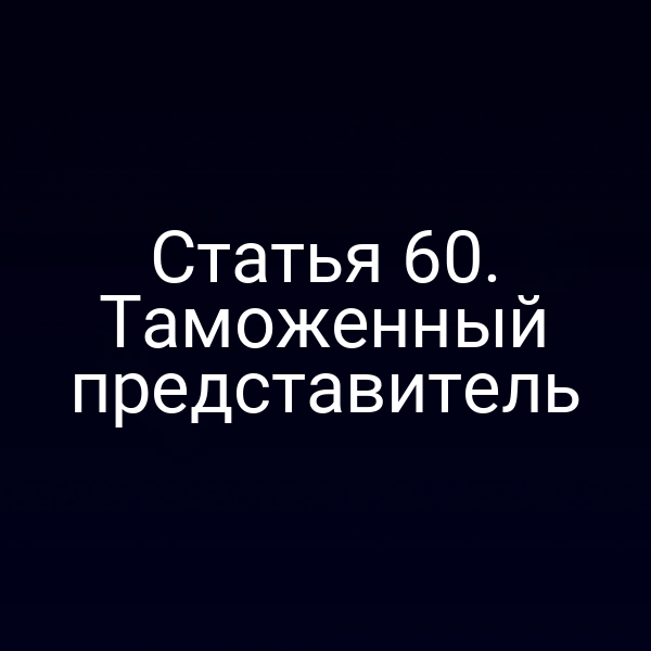 Статья 60. Таможенный представитель