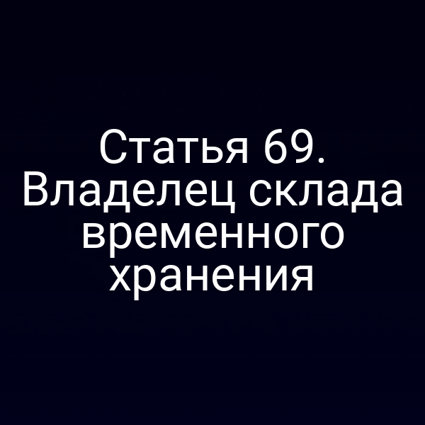 Статья 69. Владелец склада временного хранения