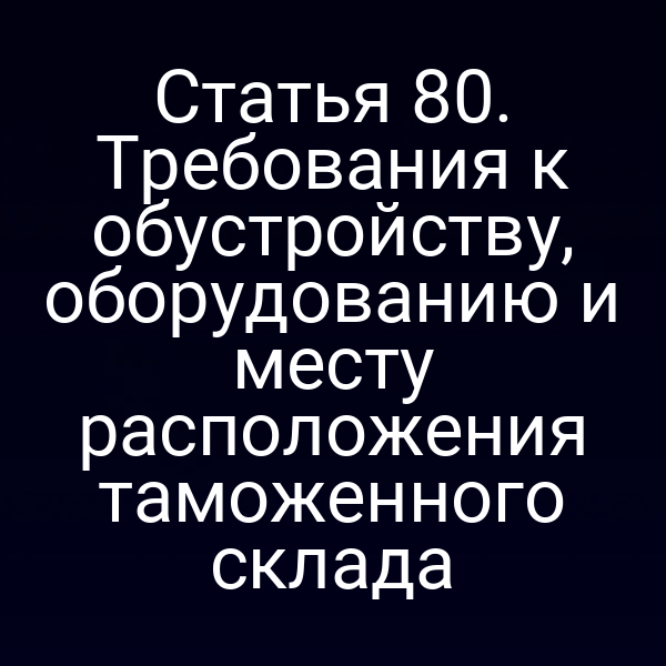Статья 80. Требования к обустройству, оборудованию и месту расположения таможенного склада