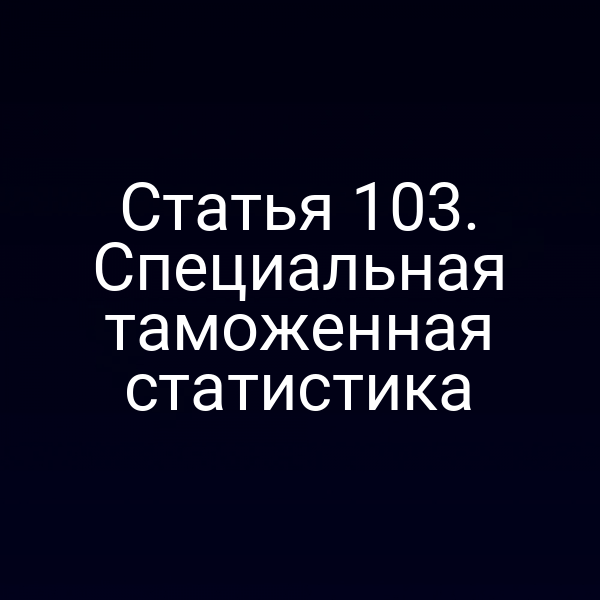 Статья 103. Специальная таможенная статистика