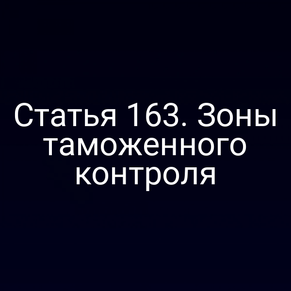 Статья 163. Зоны таможенного контроля