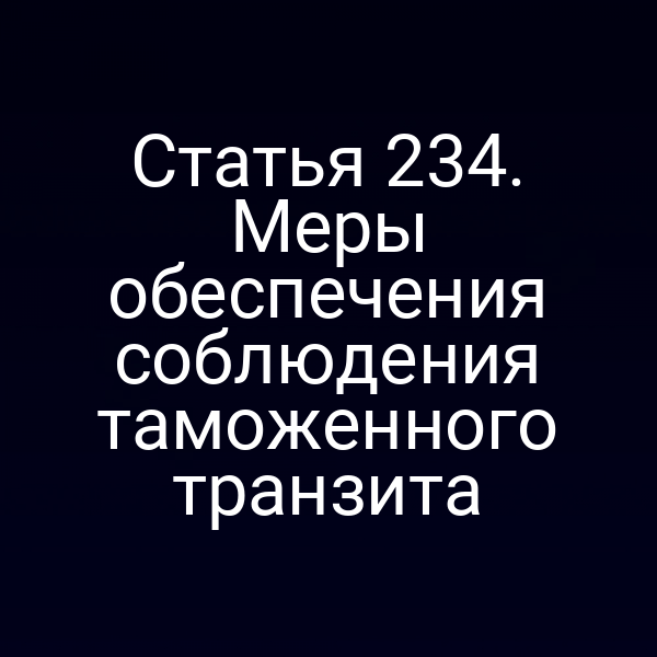 Статья 234. Меры обеспечения соблюдения таможенного транзита