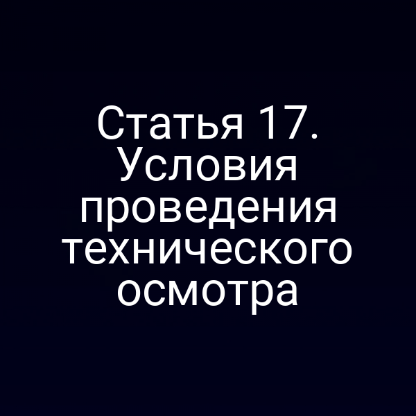 Статья 17. Условия проведения технического осмотра