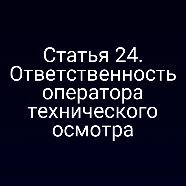 Статья 24. Ответственность оператора технического осмотра
