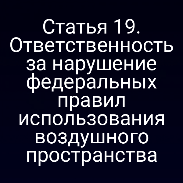 Статья 19. Ответственность за нарушение федеральных правил использования воздушного пространства