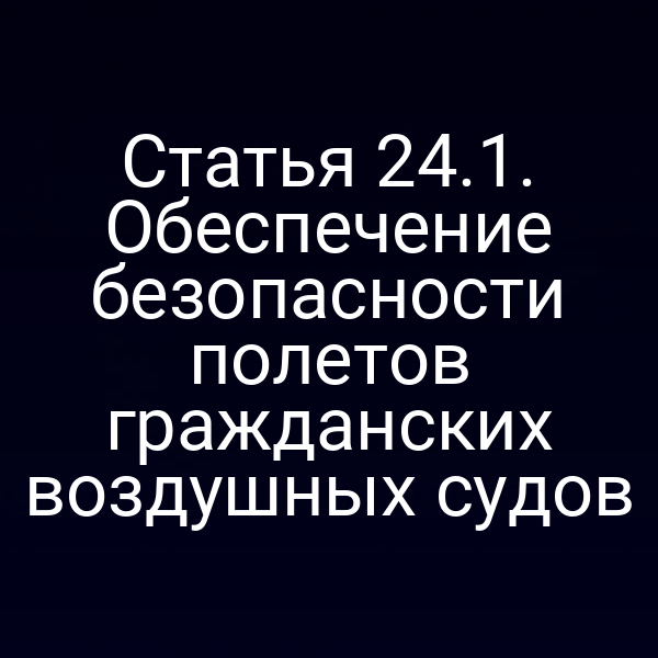Статья 24.1. Обеспечение безопасности полетов гражданских воздушных судов