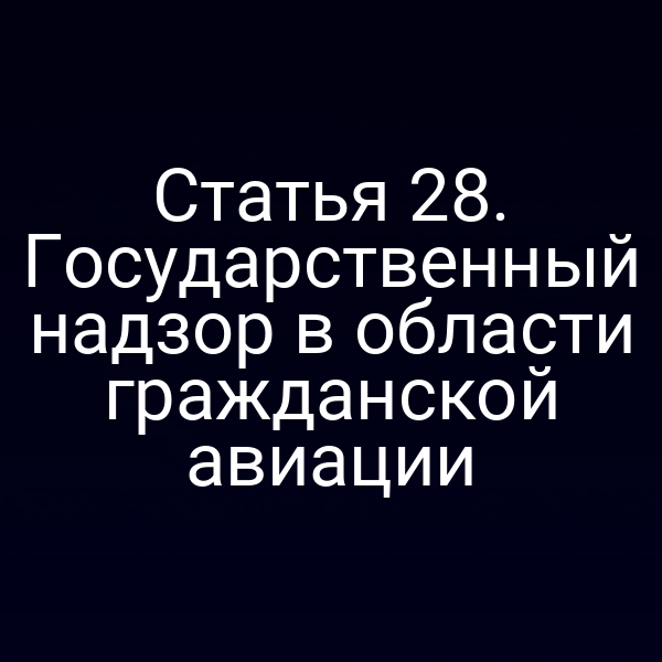 Статья 28. Государственный надзор в области гражданской авиации