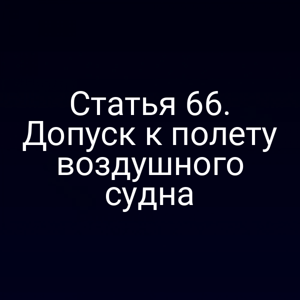 Статья 66. Допуск к полету воздушного судна