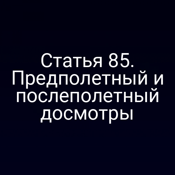 Статья 85. Предполетный и послеполетный досмотры