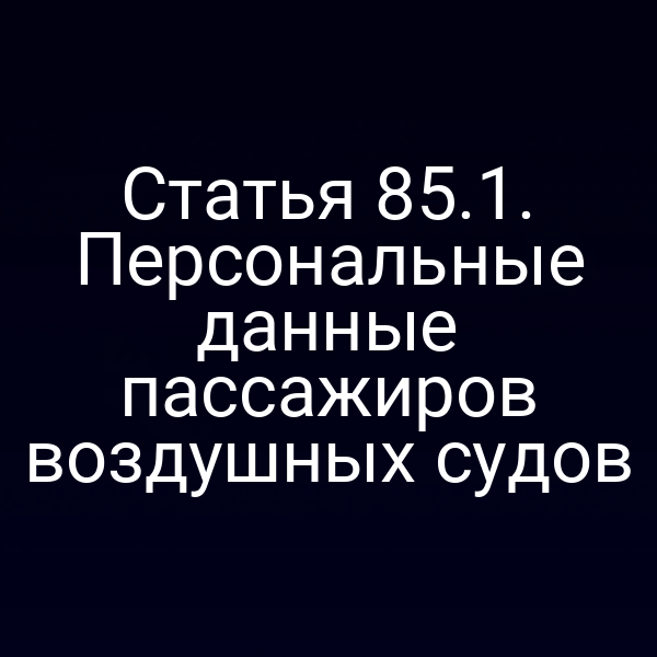 Статья 85.1. Персональные данные пассажиров воздушных судов