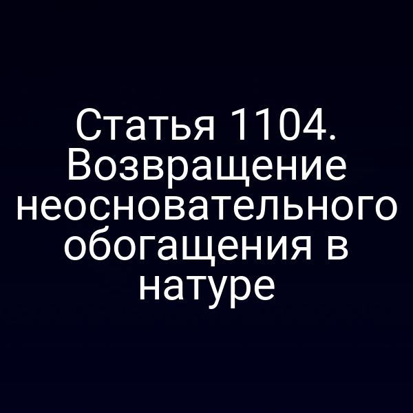 Статья 1104. Возвращение неосновательного обогащения в натуре