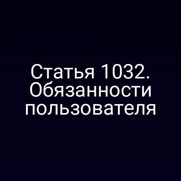 Статья 1032. Обязанности пользователя