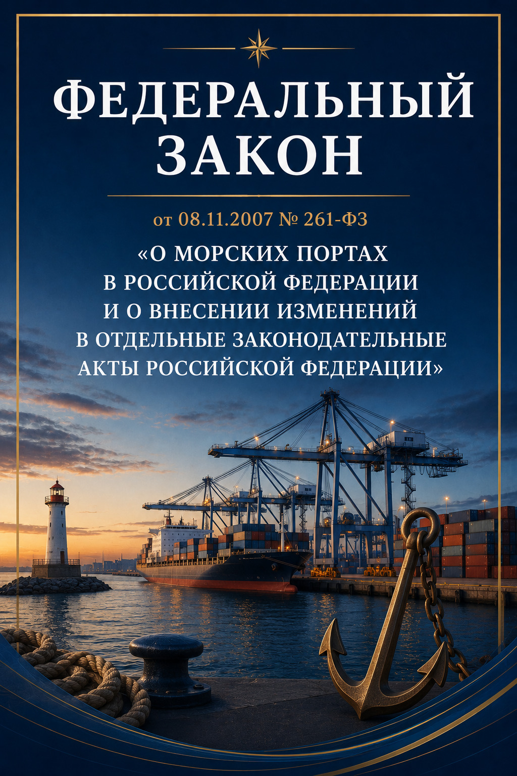 Оглавление: Федеральный закон от 08.11.2007 № 261-ФЗ «О морских портах в Российской Федерации и о внесении изменений в отдельные законодательные акты Российской Федерации»