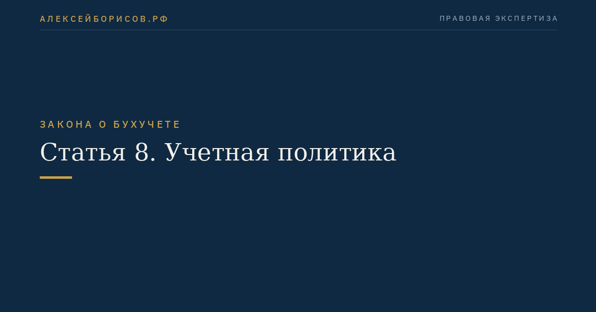 Статья 8. Учетная политика
