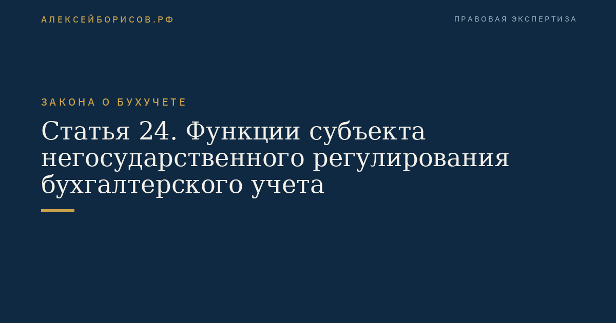 Статья 24. Функции субъекта негосударственного регулирования бухгалтерского учета