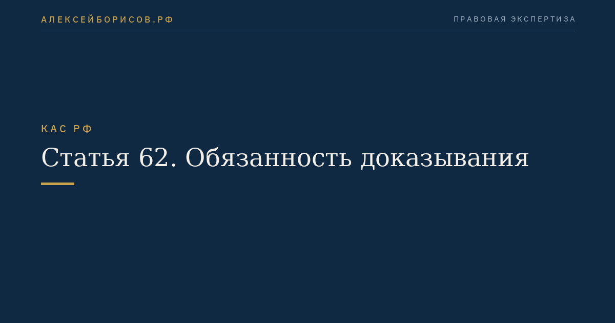 Статья 62. Обязанность доказывания