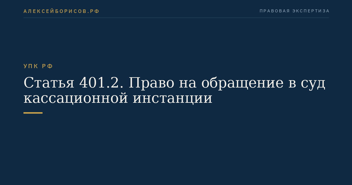 Статья 401.2. Право на обращение в суд кассационной инстанции