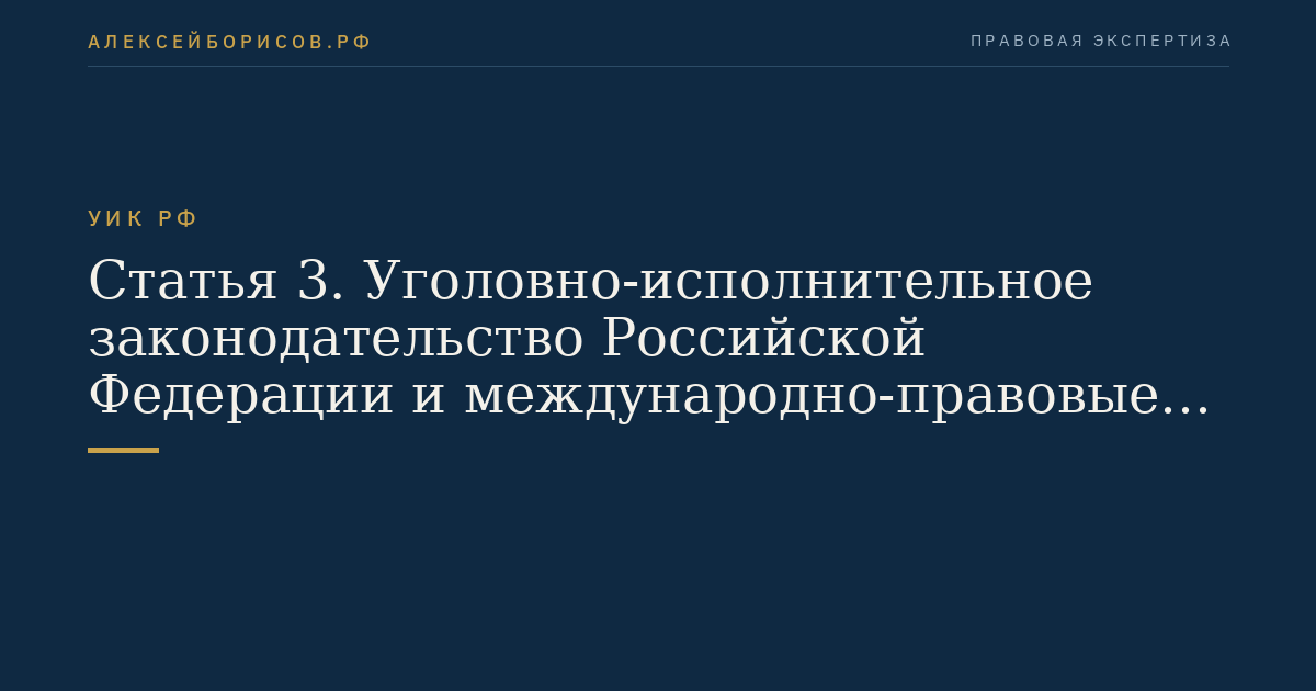 Статья 3. Уголовно-исполнительное законодательство Российской Федерации и международно-правовые акты