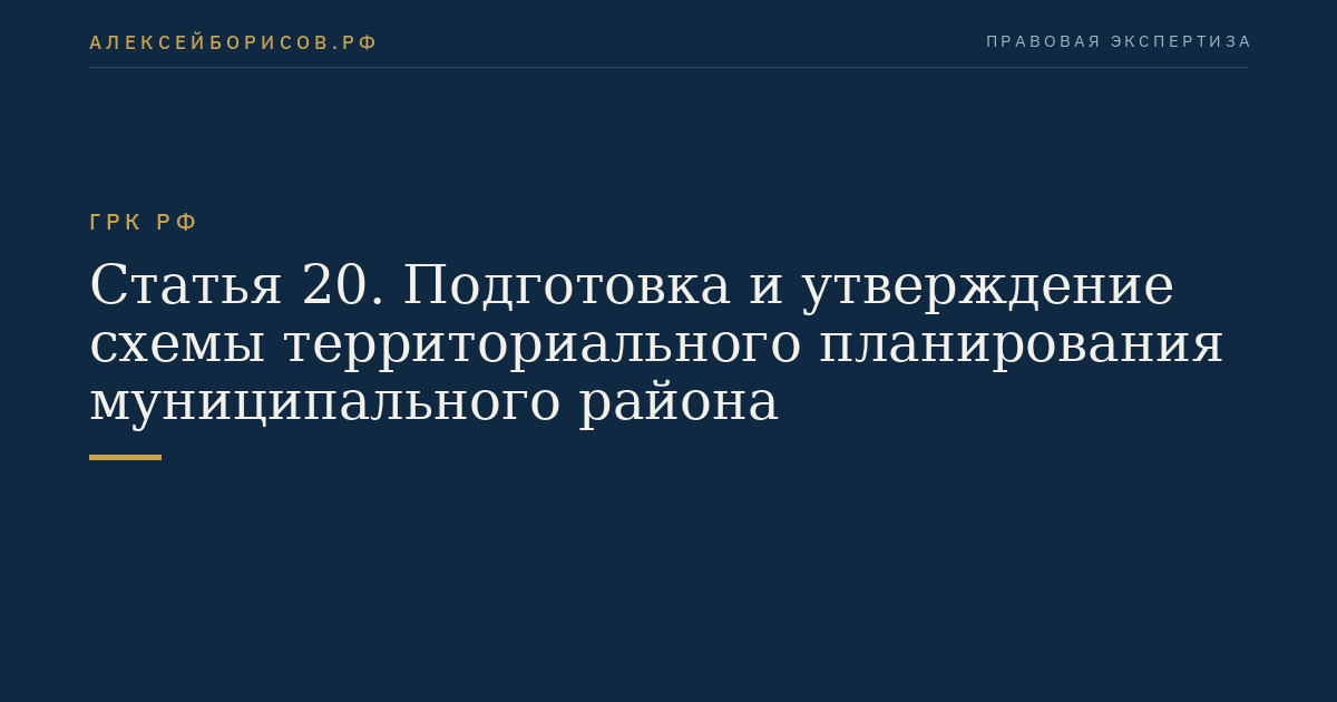 Статья 20. Подготовка и утверждение схемы территориального планирования муниципального района