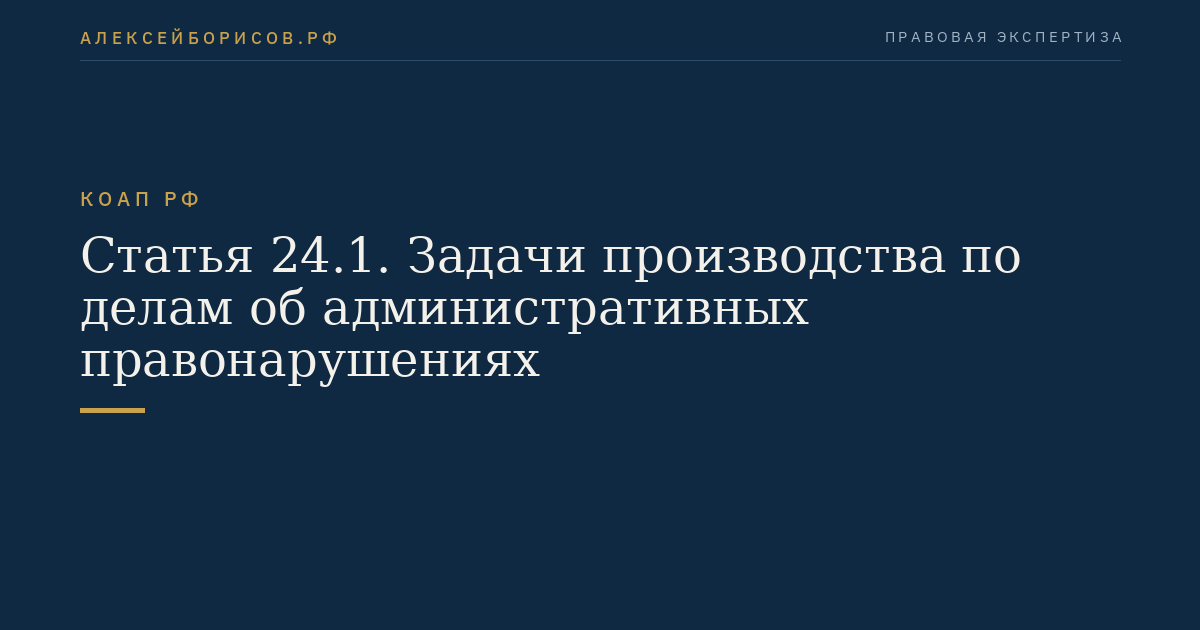 Статья 24.1. Задачи производства по делам об административных правонарушениях