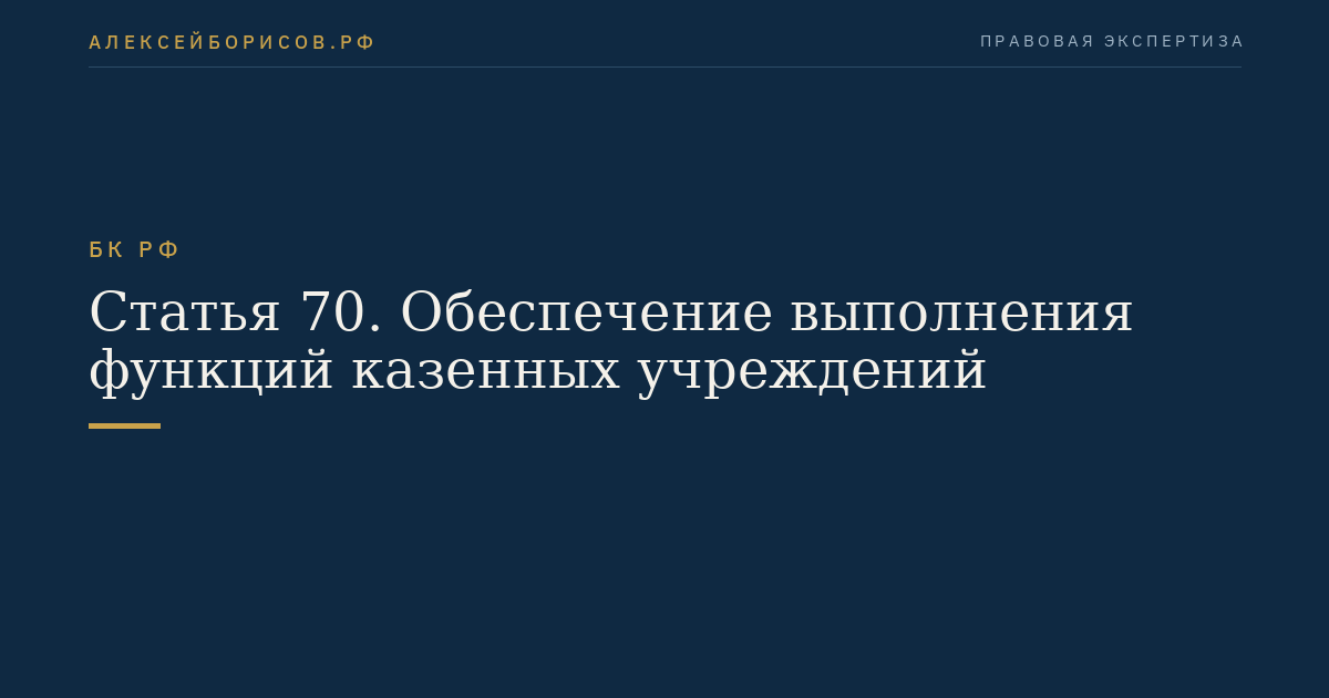 Статья 70. Обеспечение выполнения функций казенных учреждений