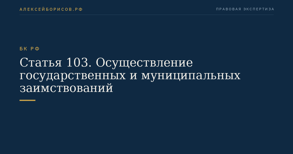 Статья 103. Осуществление государственных и муниципальных заимствований