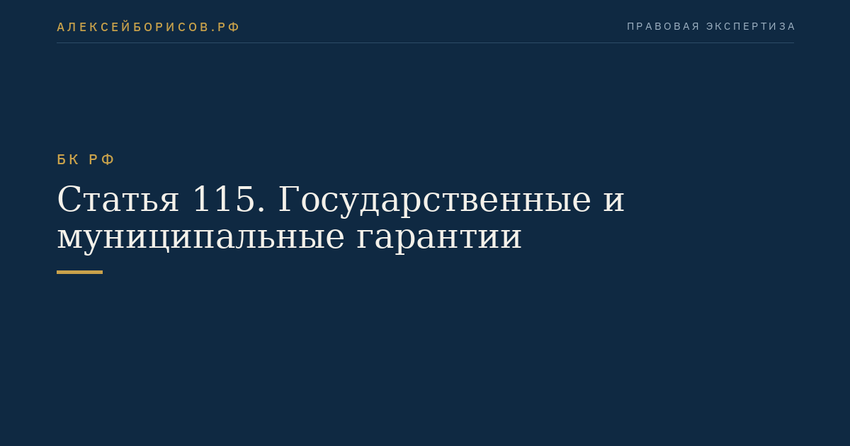Статья 115. Государственные и муниципальные гарантии